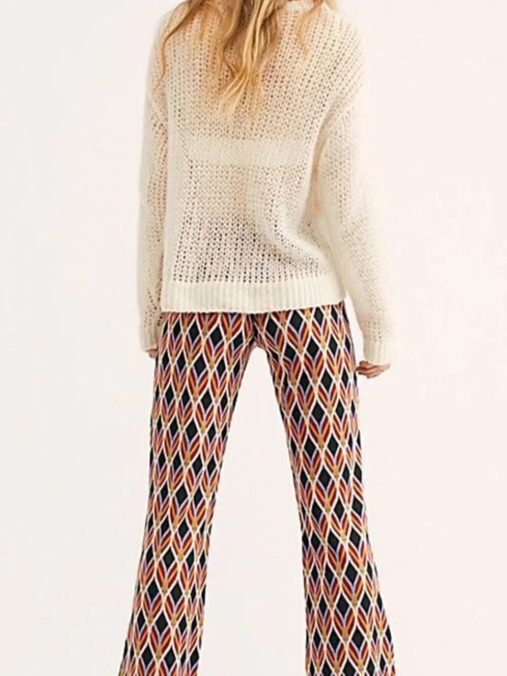 Free People Multicolor Geometric Bootcut Pants - Black, Brown, Orange